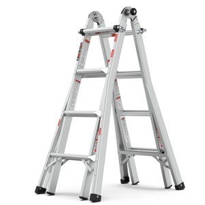 17FT Multi-Purpose Aluminum Ladder, Convertible A-Frame, Straighta or Step Ladder, Foldable Design, ANSI Certified 250 lbs – Cuddlewood - 1 of 4