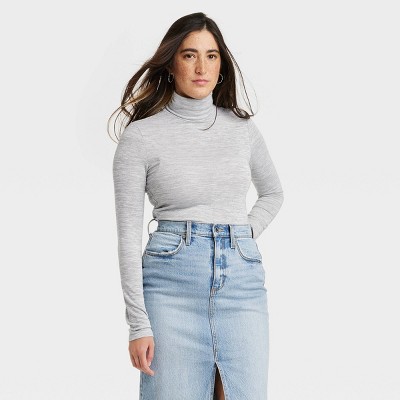 Women's Long Sleeve Mock Turtleneck T-shirt - Target