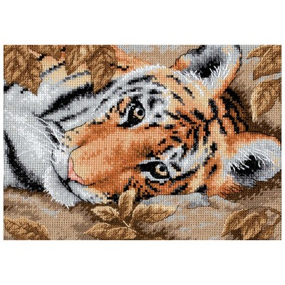 Dimensions Gold Petite Counted Cross Stitch Kit 7"X5"-Beguiling Tiger (18 Count)