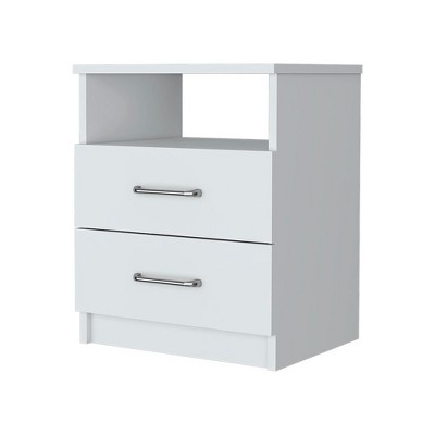 NicBex 2 Drawers Dresser for Bedroom with 1 Open Shelf,Chest of Drawers with White Metal Handle,Storage Dressers for Bedroom