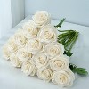 BRINJOY Elegant Ivory Artificial Roses - 15 Long-Stem Silk Roses for Weddings & Home Decor (45cm) - 4 of 4