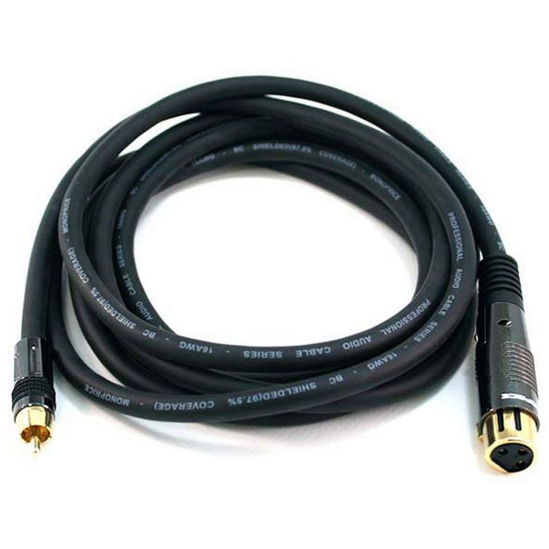 Monoprice XLR Female to RCA Male Cable - 10 Feet - Black | With E21Gold Plated Connectors | 16AWG Shielded Twisted Pair Oxygen-Free Copper Braid, 1 of 4