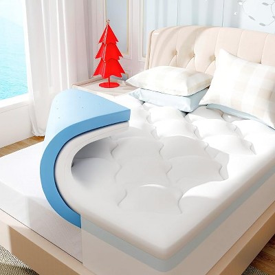 Vipbear 4 Inch Dual Layer Memory Foam Mattress Topper,2 Inch Cooling Gel Memory Foam & 2 Inch Pillow Top Mattress Pad, Fits 8-20 Inches Deep Pocket
