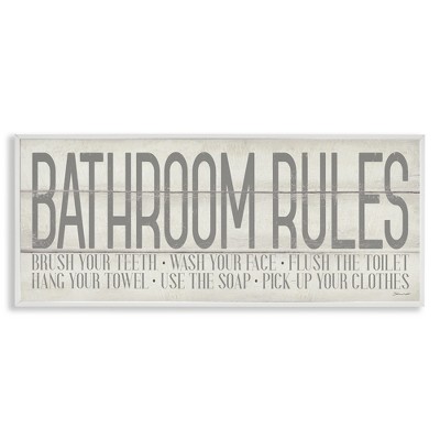 Stupell Industries Planked Style Bathroom Rules, 30" x 13"