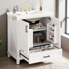 30" Bathroom Vanity with Sink, Freestanding Solid Wood Frame Cabinet with 2 Soft-Close Doors, 1 Drawer & Adjustable Shelves for Bathroom Storage - 3 of 4