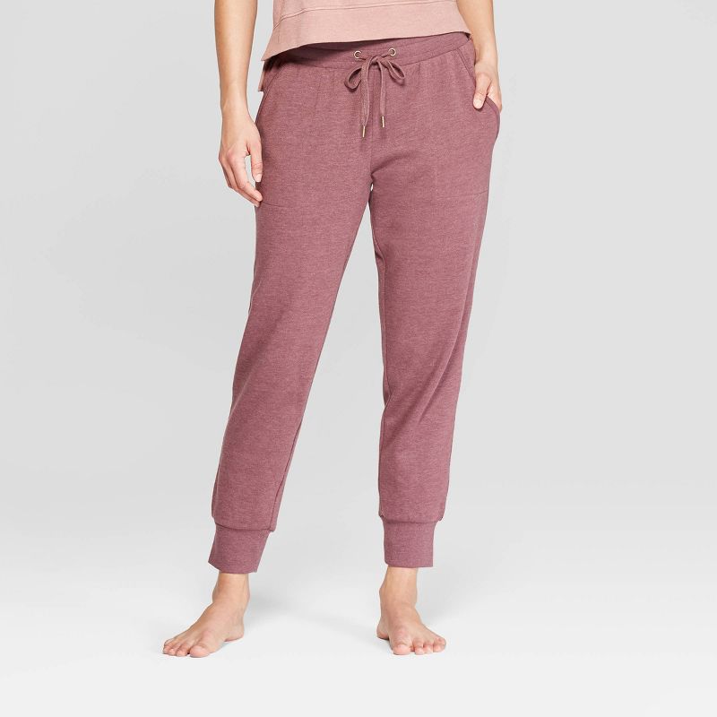 Women's Brushed Fleece Lounge Jogger Pants - Stars Above&#8482; Burgundy XS, 1 of 3