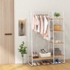 Tangkula Clothes Rack with Shelves, Free-Standing Metal Garment Clothing Rack with Hanging Rod 5 Wooden Shelves Adjustable Foot Pads Natural+White - 2 of 4
