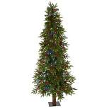 Nearly Natural 6' Pre-Lit LED Victoria Fir Artificial Christmas Tree Multifunction Multicolor Lights