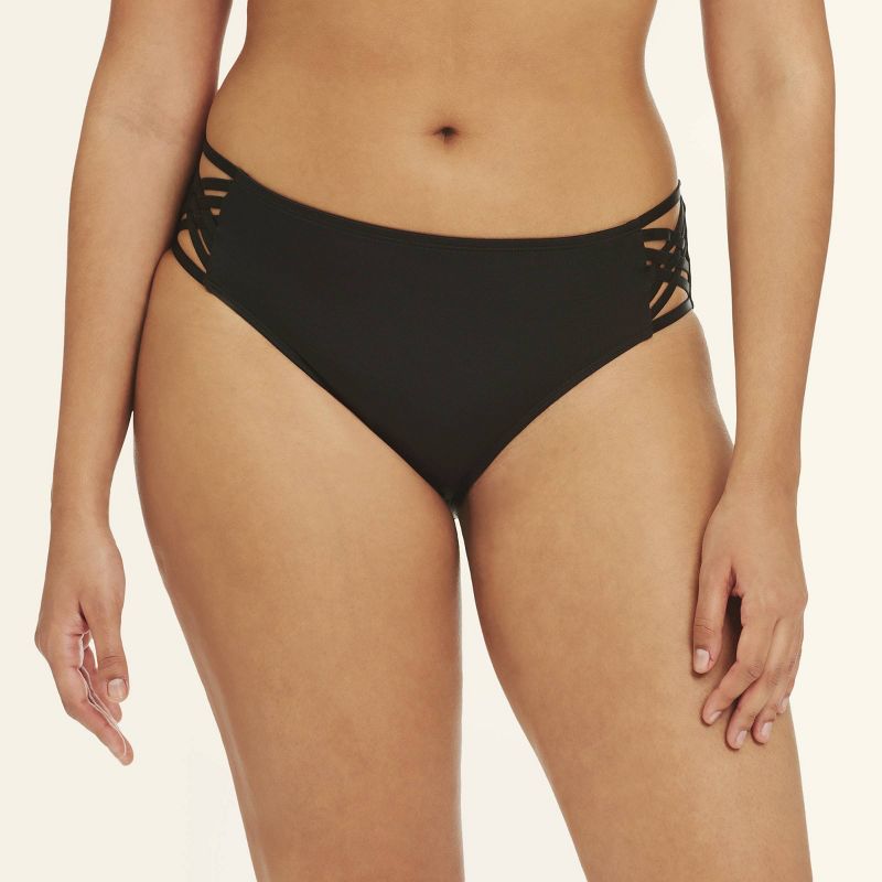 Women&#39;s Slimming Control Strappy Bikini Swim Bottom - Black - S - Beach Betty by Miracle Brands, 1 of 6