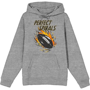 "Perfect Spirals" Flaming Football Adult Long Sleeve Hoodie - 1 of 2