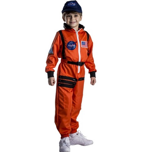 Dress Up America Astronaut Costume For Kids – Nasa Orange Spacesuit : Target