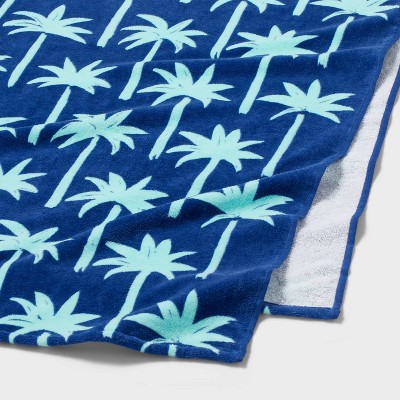 Palm Leaf Beach Towel Blue - Sun Squad&#8482;_1