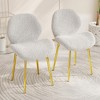 QingMoon Teddy Velvet Dining Chairs Set of 2, Modern Side Chairs, Lounge Accent Chair with Shell-Shaped Back and Metal Legs for Living Room - 2 of 4