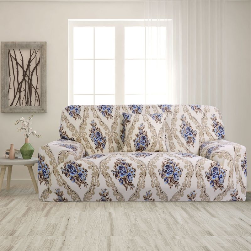 PiccoCasa Stretch Sofa Cover Printed Couch Slipcovers for Sofas with One Pillowcase, 3 of 5