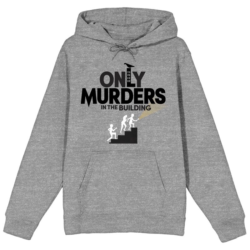 Only Murders In The Building Staircase Logo Long Sleeve Gray Heather Adult Hooded Sweatshirt, 1 of 3