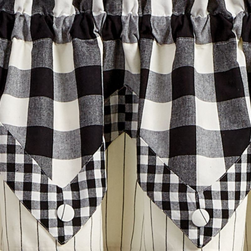 Park Designs Buffalo Check Lined Point Black and Cream Valance 72" x 15", 3 of 4