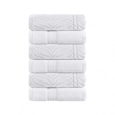 Cotton Geometric Jacquard Plush Soft Absorbent Hand Towel Set Of 6, White -  Blue Nile Mills : Target