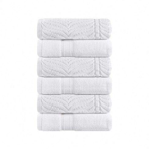 100% Cotton Medium Weight Floral Border Hand Towels (set Of 4), White-white  - Blue Nile Mills : Target