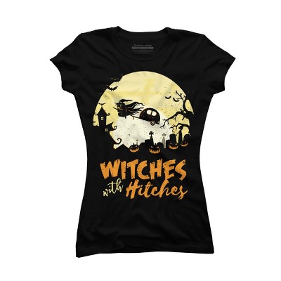 Junior's Design By Humans Halloween Camping Witches Hitches Funny By RedBirdLS T-Shirt