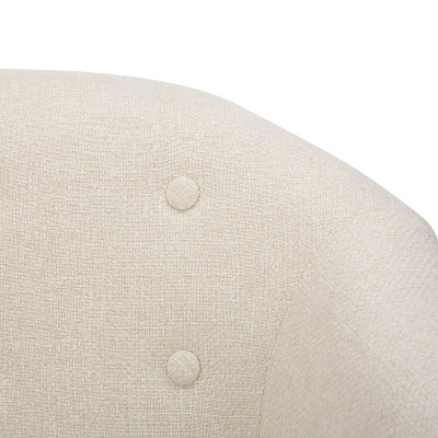 Beige Barrel Accent Chair with Wood Legs