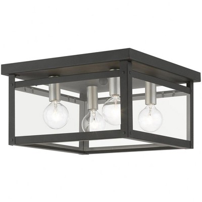 Milford Square 4-Light LED Flush Mount in Black and Brushed Nickel