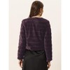 Allegra K Women's Winter Warm Cropped Collarless Faux Fur Fluffy Jacket - 4 of 4