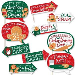 Big Dot of Happiness Funny Gingerbread Christmas - Gingerbread Man Holiday Party Photo Booth Props Kit - 10 Piece - 1 of 4