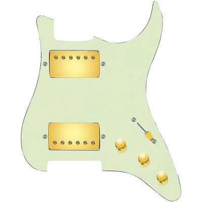 920d Custom Hushed And Humble HH Loaded Pickguard for Strat With Gold Smoothie Humbuckers and S5W-HH Wiring Harness Mint Green