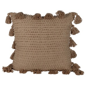 Pulled Knot Tan 24X24 Hand Woven Filled Pillow - Foreside Home & Garden - 1 of 4