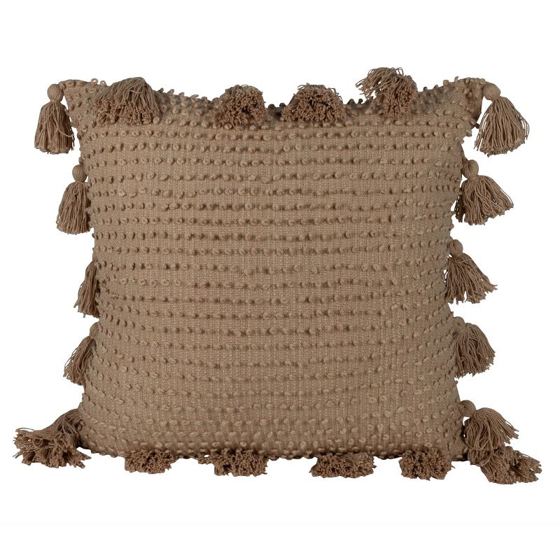Pulled Knot Tan 24X24 Hand Woven Filled Pillow - Foreside Home & Garden, 1 of 6