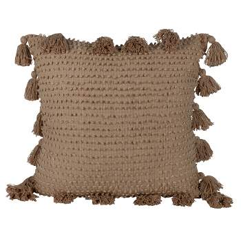 Pulled Knot Tan 24X24 Hand Woven Filled Pillow - Foreside Home & Garden