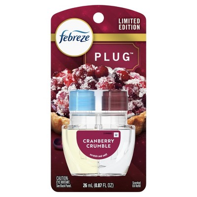 Febreze Plug In Air Freshener, Odor-Fighting Scented Oil Refill, Cranberry Crumble Scent, 1 Refill
