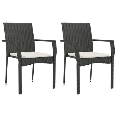 vidaXL Garden Patio Chairs with Cushions, Outdoor Seating - 2 pcs Set, Weather-Resistant Poly Rattan