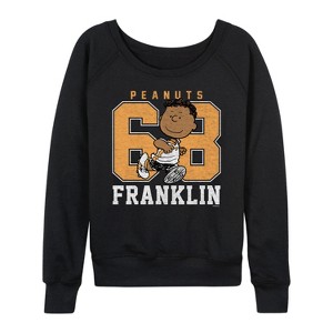 Women's - Peanuts - Franklin Sports Lightweight French Terry Wide Neck Long Sleeve Shirt - 1 of 4