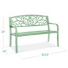 Best Choice Products Outdoor Steel Bench Garden Patio Porch Furniture w/ Floral Design Backrest - Mint Green - 2 of 4