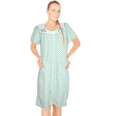 JEFFRICO House Dresses for Women with Pockets - Lightweight Breathable Short Sleeve Muumuu & Nightgowns - Zipper Front Housecoat and Dusters