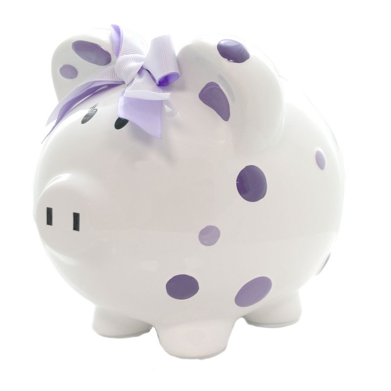 Child To Cherish 7.75 In Purple Multi Dot Bank Piggy Money Saving Decorative Banks, 4 of 5