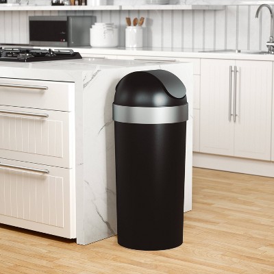 Umbra Black and Silver 16-Gallon Swing-Top Trash Can