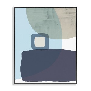 Stupell Industries Modern Contemporary Sleek Blue Geometric Shapes Framed Giclee Art, Black, 24" x 30" - 1 of 4