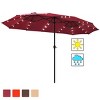 Costway 15Ft Patio Double-Sided Solar LED Market Umbrella Crank BeigeTanOrangeBurgundy - 2 of 4