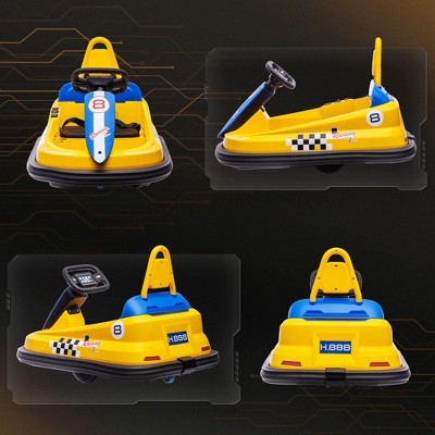 Yellow 6V Electric Ride-On Bumper Car with Music and LED Lights