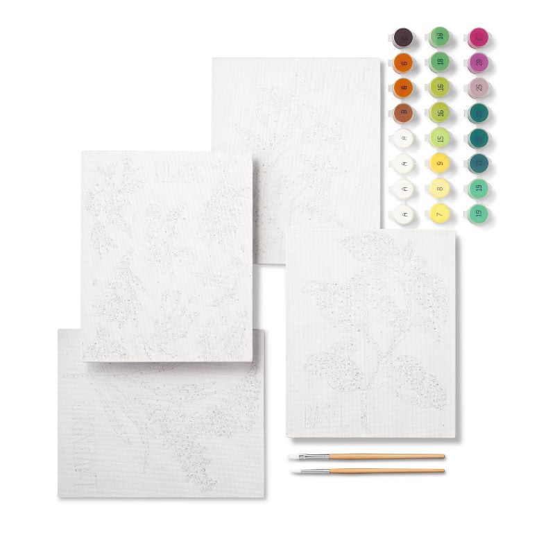 4pk Paint-By-Number Canvas Board Kit Florals - Mondo Llama&#8482;, 3 of 11