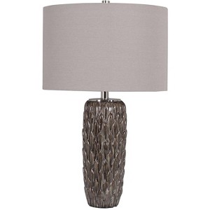 Uttermost Traditional Table Lamp 26" High Deep Brown Glaze Ceramic Gray Drum Shade for Living Room Bedroom Bedside Nightstand Home - 1 of 1