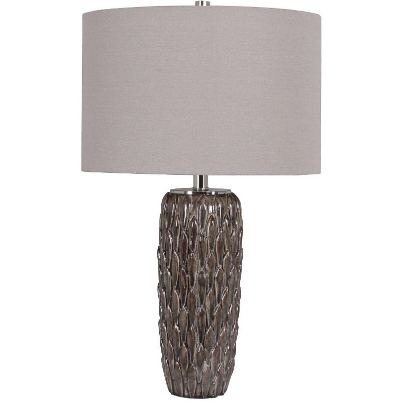 Uttermost Traditional Table Lamp 26" High Deep Brown Glaze Ceramic Gray Drum Shade for Living Room Bedroom Bedside Nightstand Home, 1 of 2