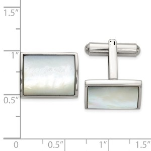 Chisel Stainless Steel Polished with Mother of Pearl Inlay Cuff Links - 1 of 2