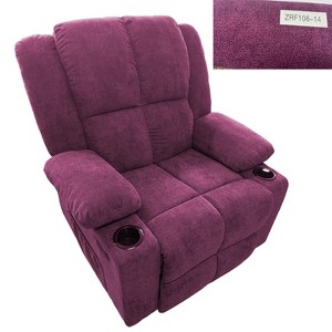 Oversized Massage Recliner Chair with Heat & Vibration - Single Sofa with Lumbar Heating, Cup Holders & Side Pocket for Living Room, Bedroom (Brown) - 1 of 1