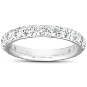 Pompeii3 1 1/2 Ct Diamond Wedding Ring 14k White Gold Stackable Anniverary Band - 1 of 4