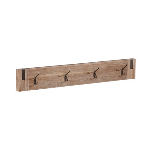 40 Wide Woodstock Acacia Wood with Metal Inset Coat Hook Brushed Driftwood  - Alaterre Furniture