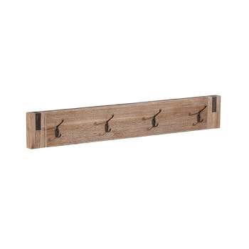 40" Wide Woodstock Acacia Wood with Metal Inset Coat Hook Brushed Driftwood - Alaterre Furniture