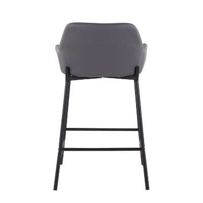 Daniella 21'' Industrial Black Metal & Grey Faux Leather Counter Stools (Set of 2)